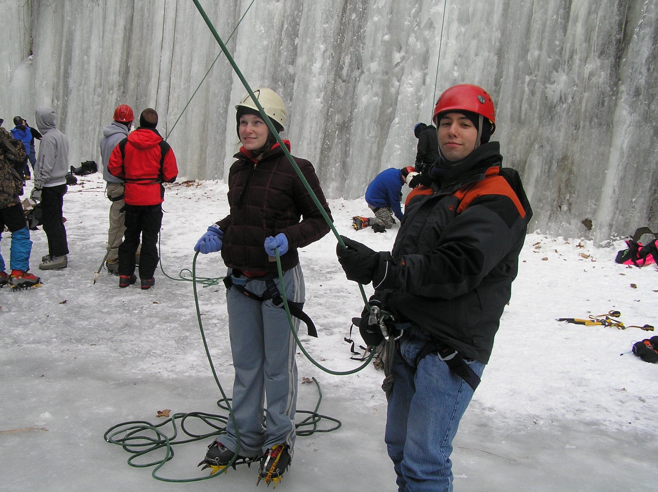 Umass Lowell students in the ice canyon