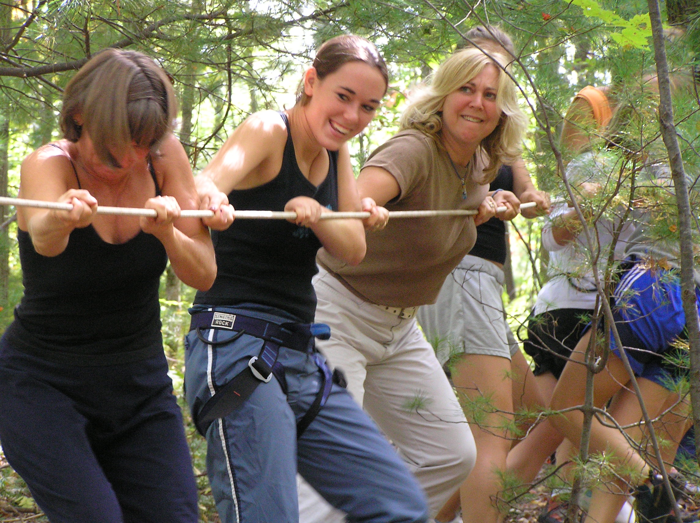 Working together to set up the Zip-line